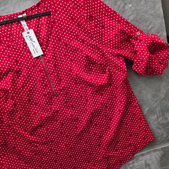 NY Collection Polka Dot Top 2X NWT‎ - Picture 2 of 12